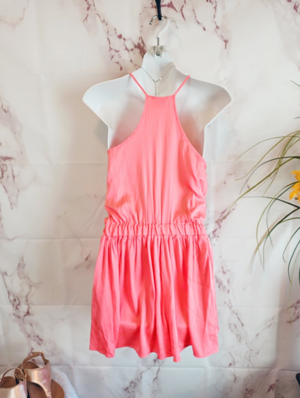 Milly of New York Silk Romper Coral Elastic Waist Shorts Small - Picture 6 of 7